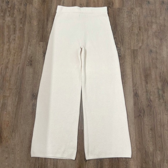 Gap Cashsoft Shaker Stitch Sweater Knit‎ Pants Beige Wide Leg Pull On S - Picture 4 of 10